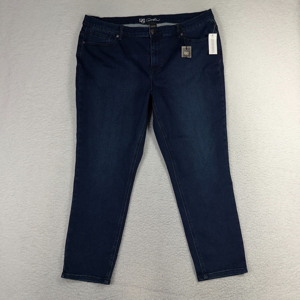 DG2 Diane Gilman Taper Jeans Size 20PW (39x26) Stretch NWT Dark Blue NEW